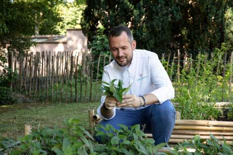 Le chef David Gallienne, et le potager 